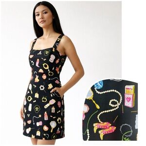 MONTEAU | Black Dress Colorful cowboy boots & beauty Patterns Linen rayon Blend